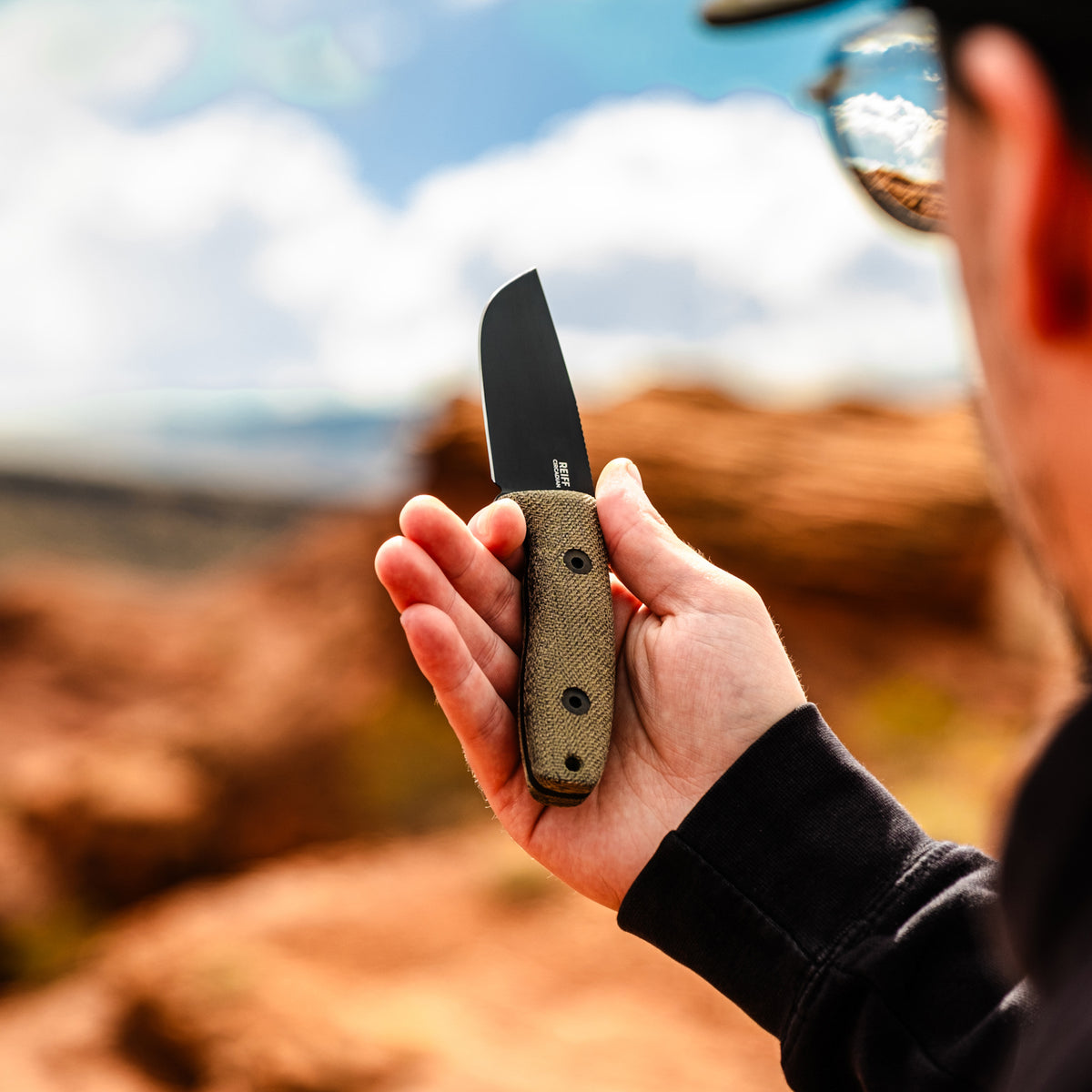 Circadian Clip Point EDC Fixed Blade Knife (CPM MagnaCut, Black Cerakote, Green Canvas Micarta)