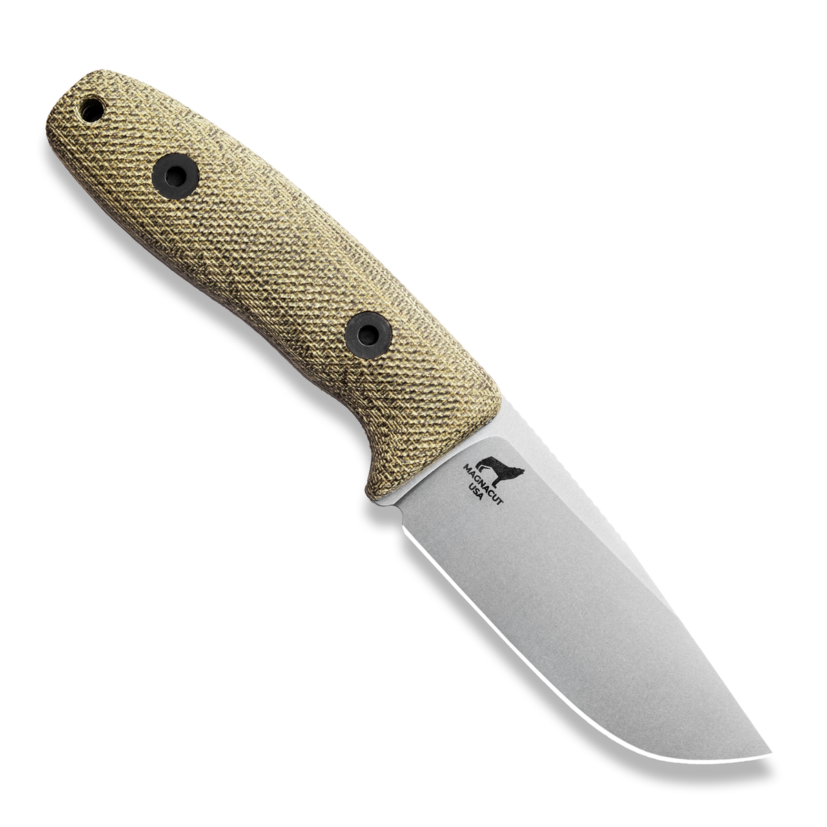 Circadian Clip Point EDC Fixed Blade Knife (CPM MagnaCut, Stonewash, Green Canvas Micarta)