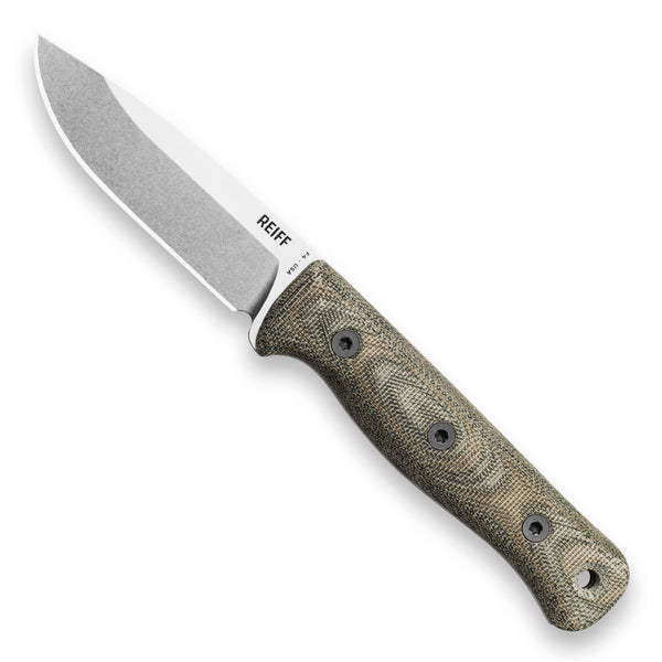 F4 Bushcraft Survival Knife (Polished Stonewash MagnaCut, Green and Bl ...