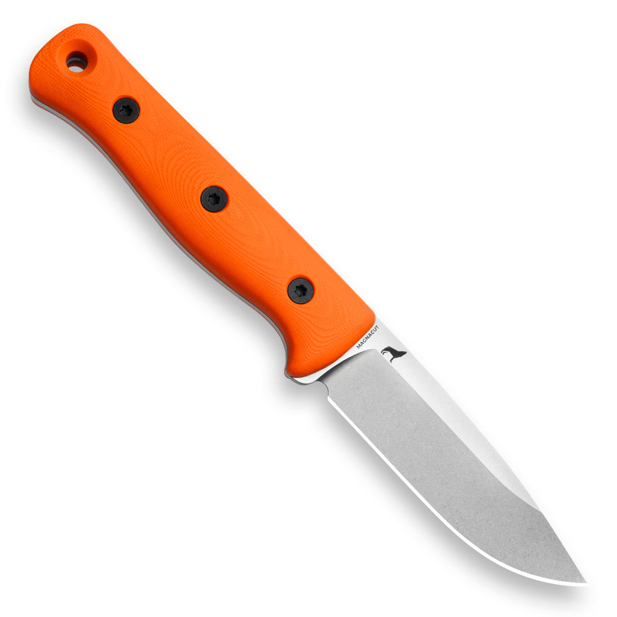 F4 Bushcraft Survival Knife (Polished Stonewash MagnaCut, Orange G10)