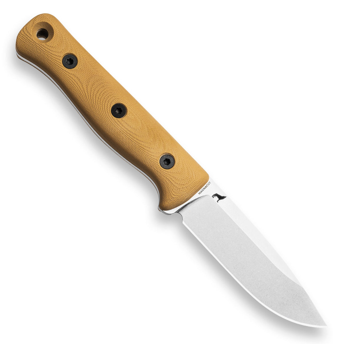 F4 Bushcraft Survival Knife (Polished Stonewash MagnaCut, Coyote Tan G10)