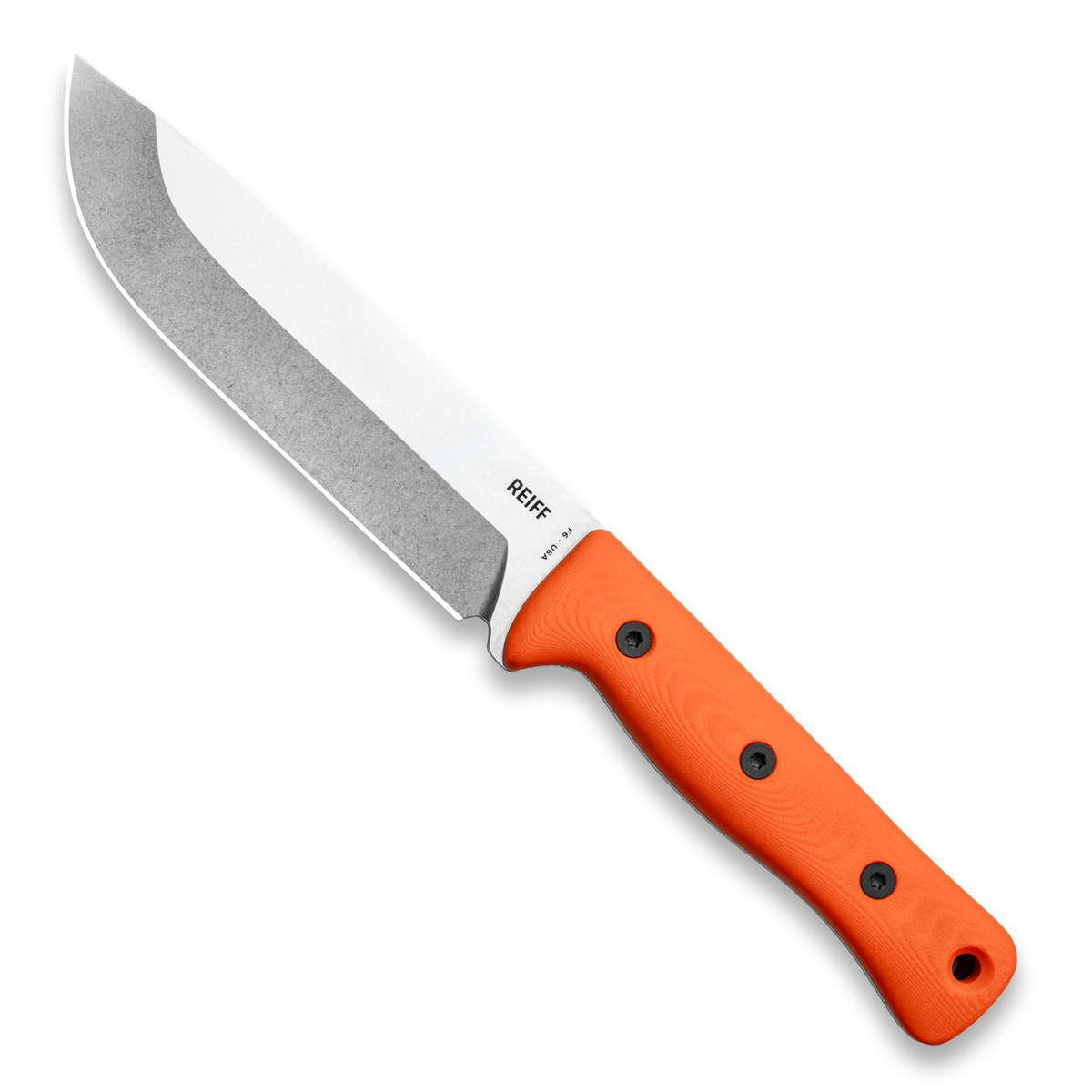 F6 Leuku Survival Knife (CPM MagnaCut, Polished Stonewash, Orange G10)