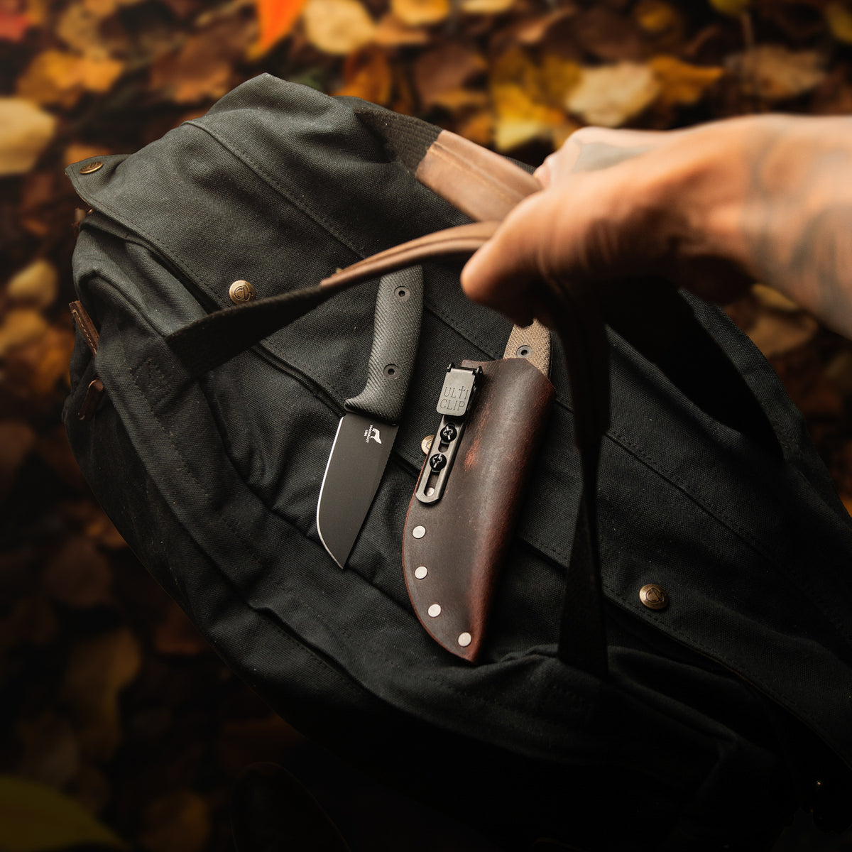 Circadian Clip Point EDC Fixed Blade Knife (CPM MagnaCut, Black Cerakote, Black Canvas Micarta)