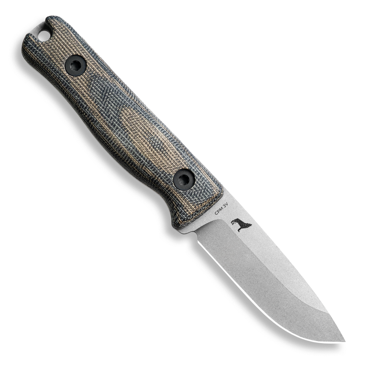 F3 EDC Fixed Blade Knife (CPM 3V, Matte Stonewash, Green and Black Layered Canvas Micarta)