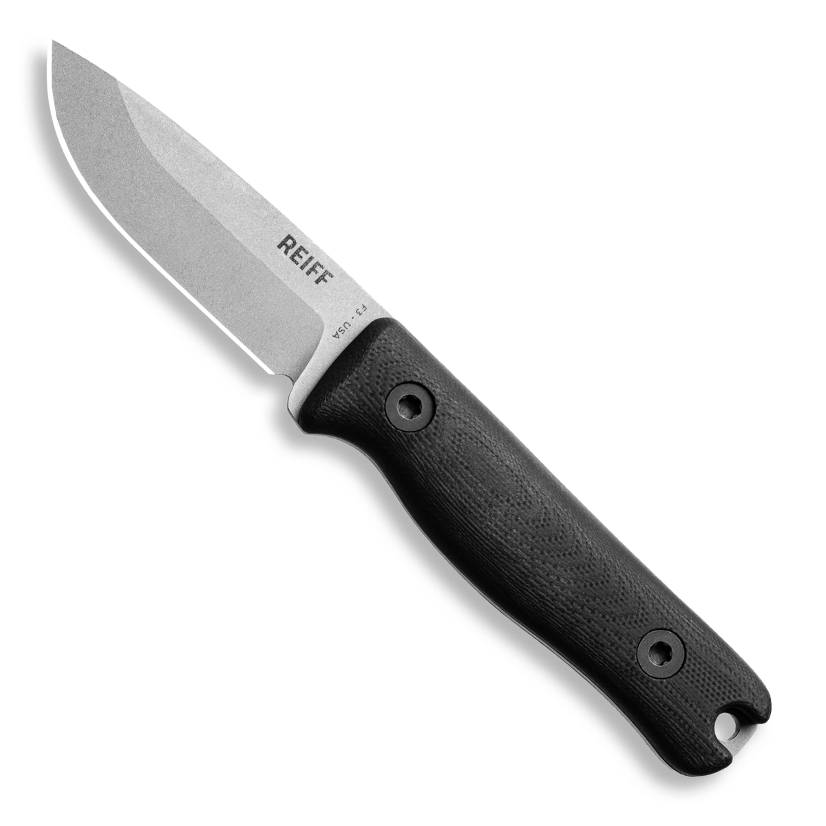 F3 EDC Fixed Blade Knife (CPM 3V, Matte Stonewash, Black G10)