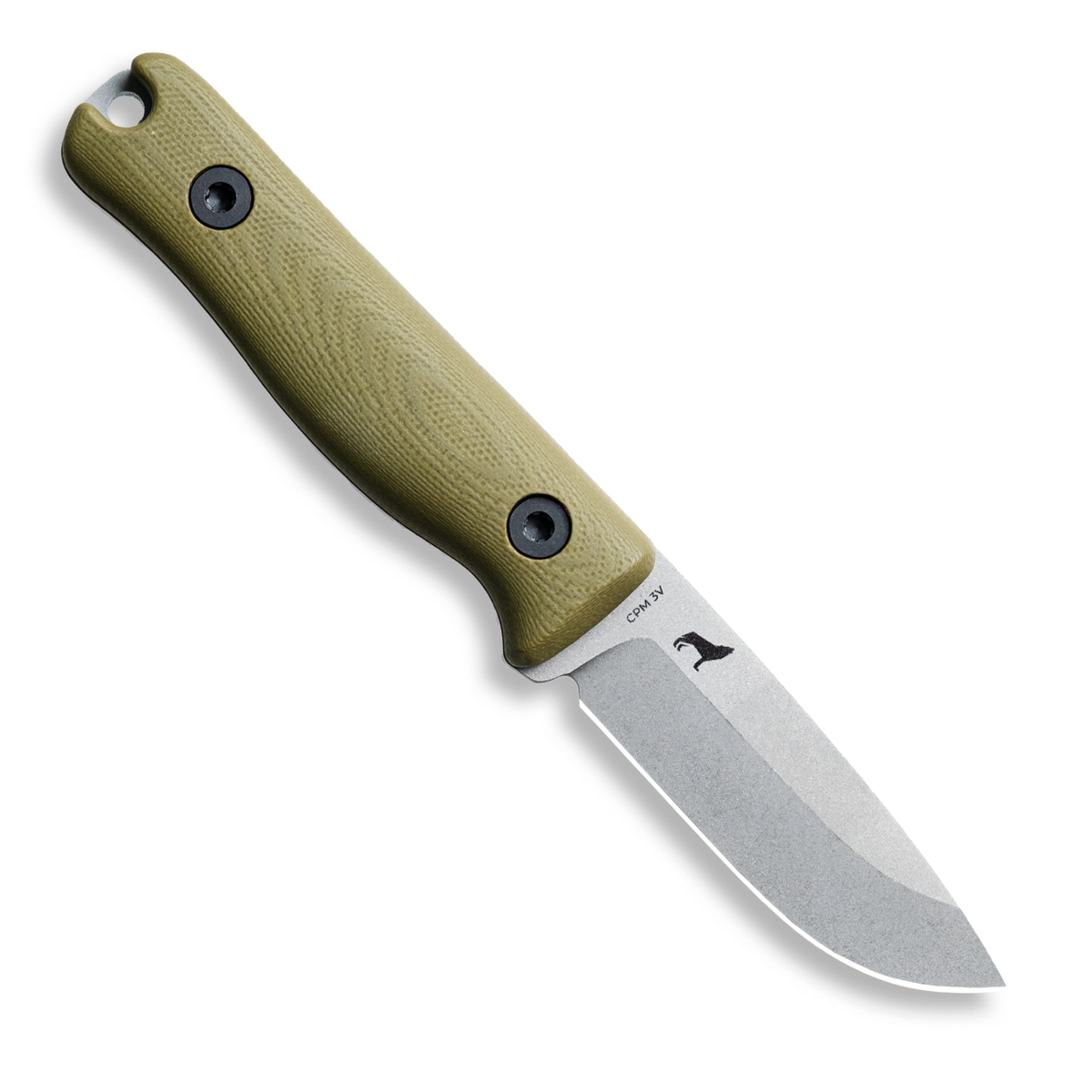 F3 EDC Fixed Blade Knife (CPM 3V, Matte Stonewash, OD Green G10)