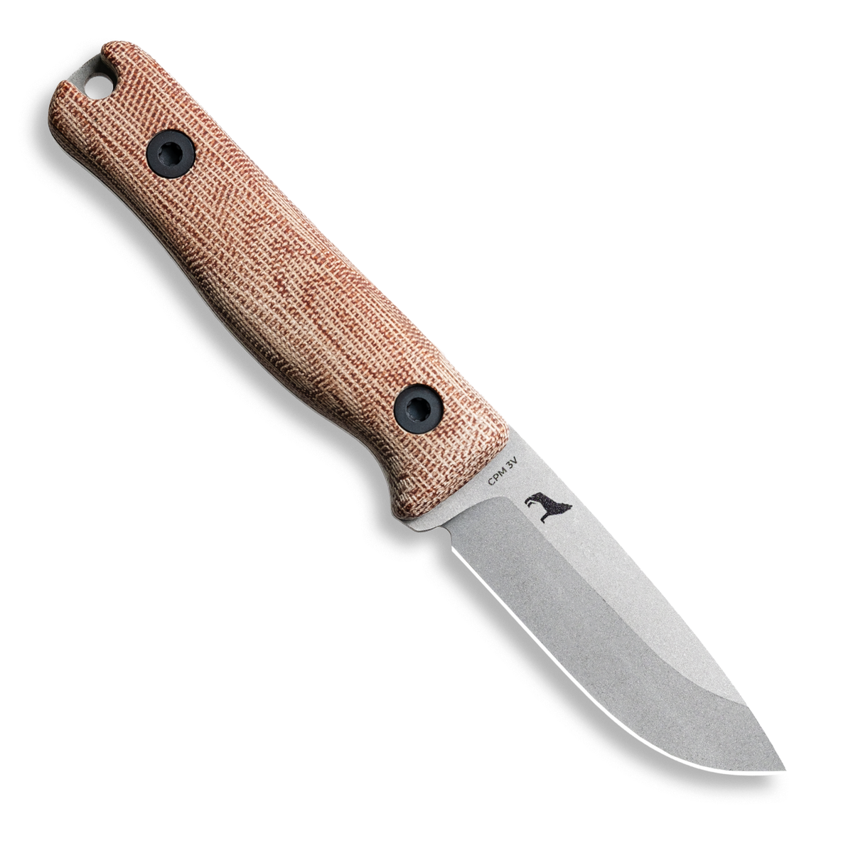 F3 EDC Fixed Blade Knife (CPM 3V, Matte Stonewash, Natural Canvas Micarta)