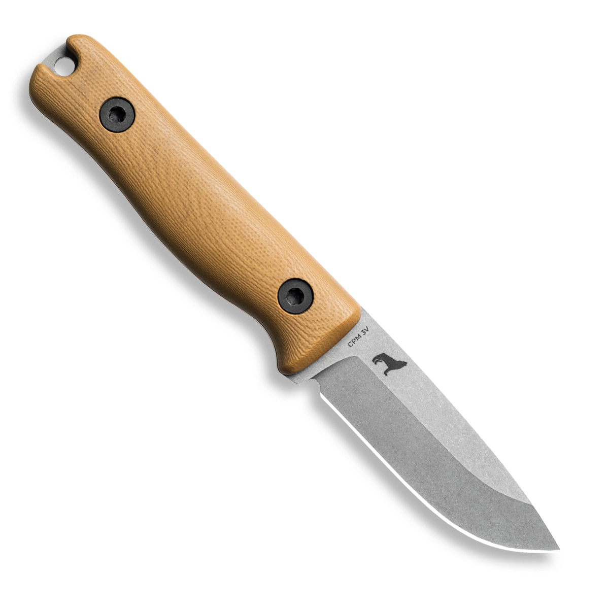 F3 EDC Fixed Blade Knife (CPM 3V, Matte Stonewash, Coyote Tan G10)