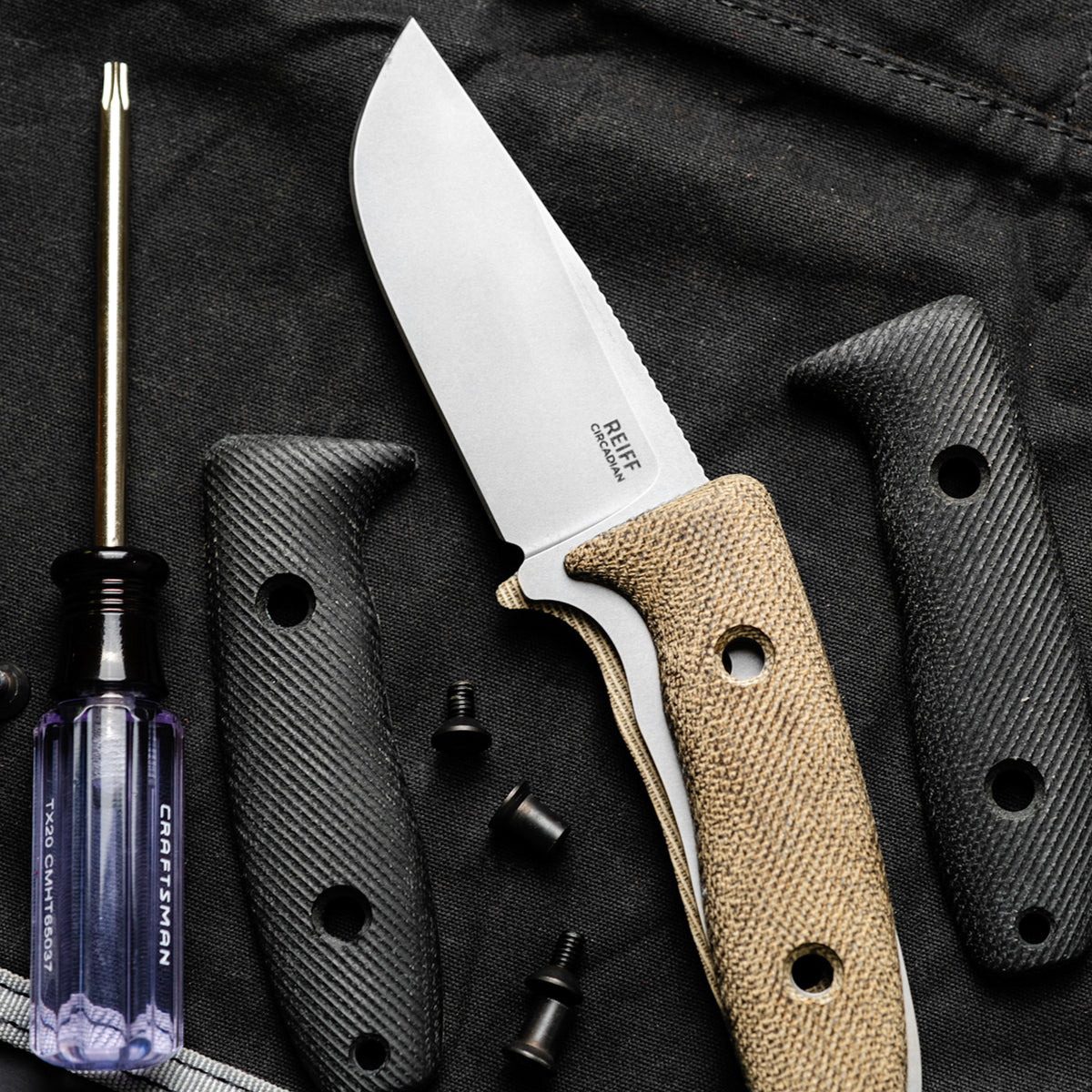 Circadian Clip Point EDC Fixed Blade Knife (CPM MagnaCut, Black Cerakote, Black Canvas Micarta)